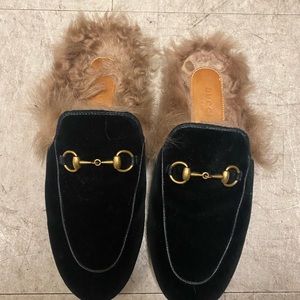 Gucci princetown fur slipper